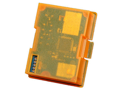 OrangeRX DSMX/DSM2 Compatible 2.4Ghz Transmitter Module (JR/Turnigy compatible) back view, courtesy of hobbyking.com, mirrored for reference only