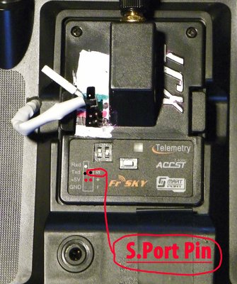 Black wire to S.Port module pin.