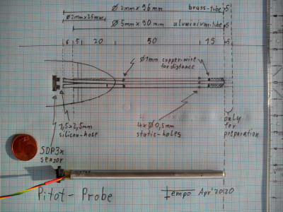 dimensions and finished pitot probe