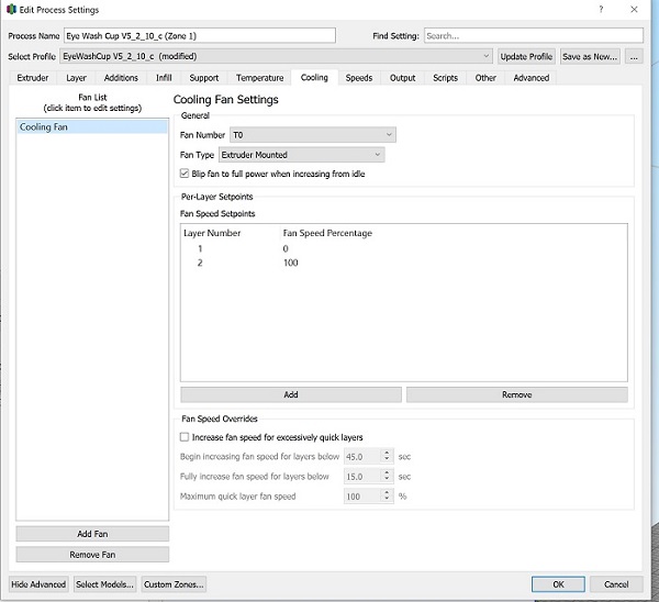 Cooling Fan Settings